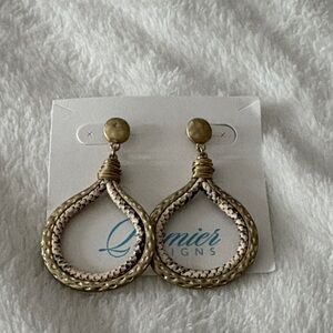 Premier Designs Gold and Cream Loop Earrings